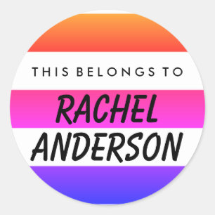 Personalised This Belongs To Round Sticker