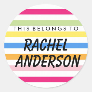 Personalised This Belongs To Round Sticker