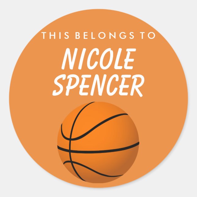 Personalised This Belongs To Sticker -  Basketball (Front)
