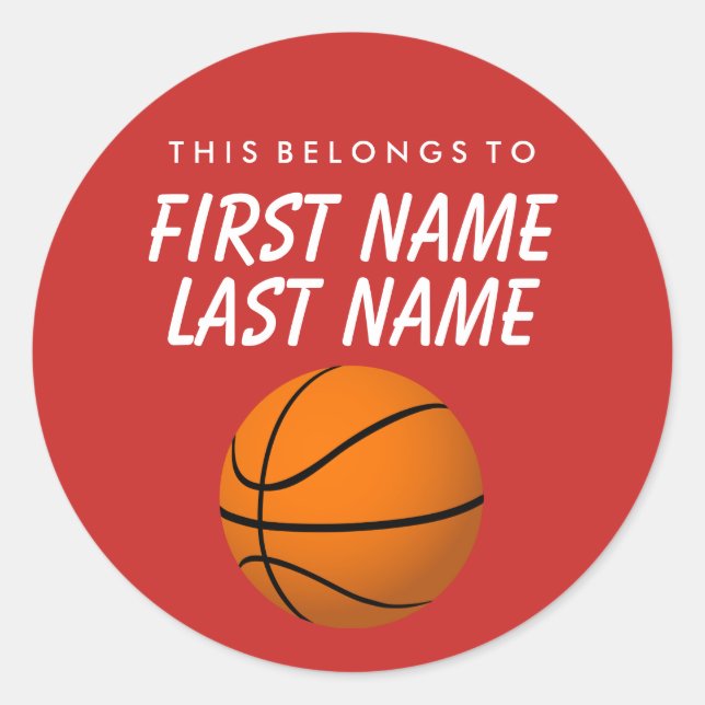 Personalised This Belongs To Sticker -  Basketball (Front)