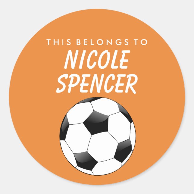Personalised This Belongs To Sticker - Soccer (Front)