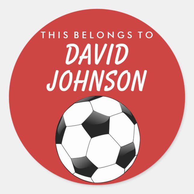 Personalised This Belongs To Sticker - Soccer (Front)