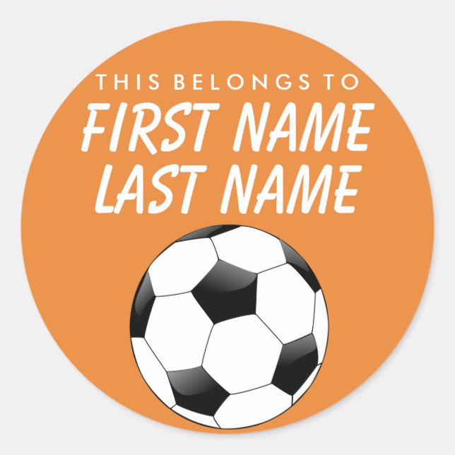 Personalised This Belongs To Sticker - Soccer (Front)