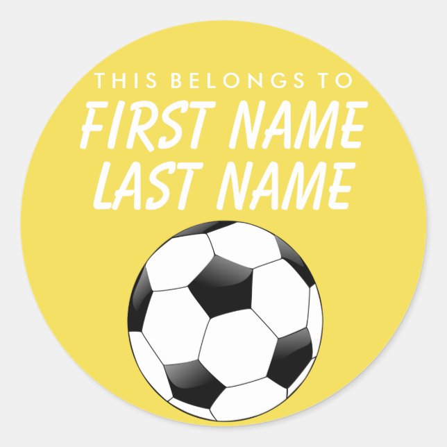 Personalised This Belongs To Sticker - Soccer (Front)