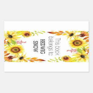 Personalised This Book Belongs to Floral Bookplate Rectangular Sticker