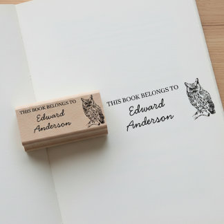Personalised This Book Belongs To Stamp with Owl