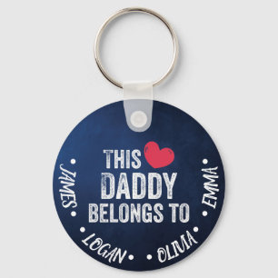 Personalised This Daddy belongs to Custom Names Key Ring