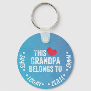 Personalised This Grandpa belongs to Custom Names  Key Ring