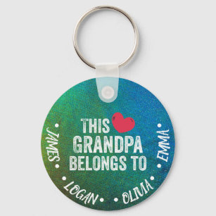 Personalised This Grandpa belongs to Custom Names  Key Ring