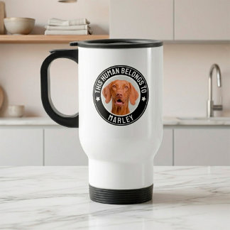 Personalised This Human Belongs To Funny Dog Lover Travel Mug