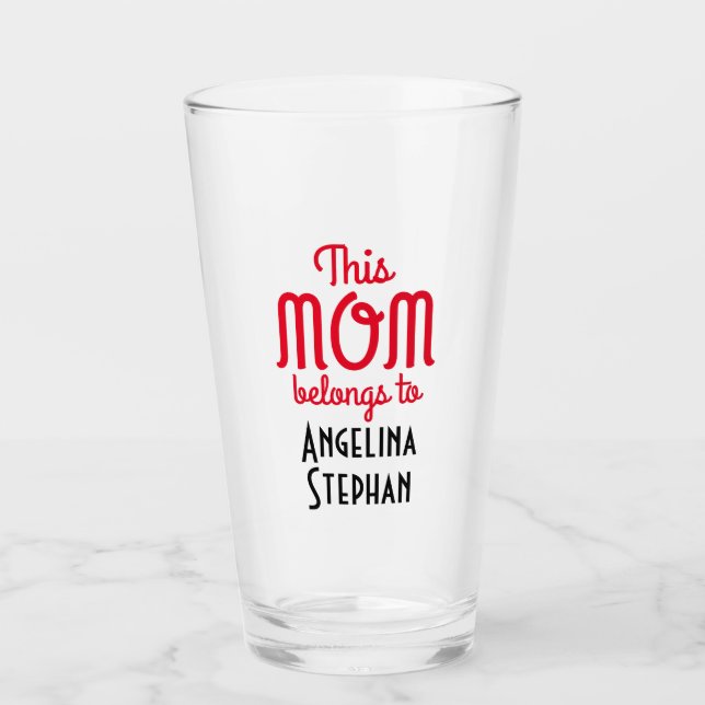 Personalised "This Mum Belongs To" Pint Glass  (Front)
