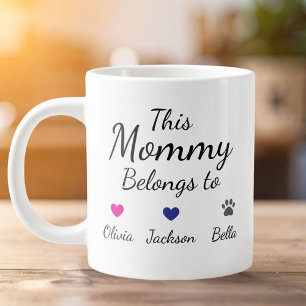 Personalised This Mummy Belongs To Kids Pet Name Large Coffee Mug