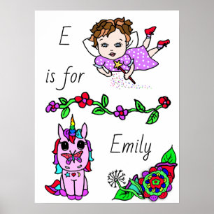 Personalised this Pretty Purple Fairy and Unicorn Poster