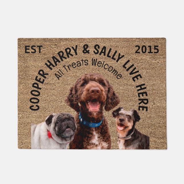  Personalised Three Dogs  Doormat (Front)