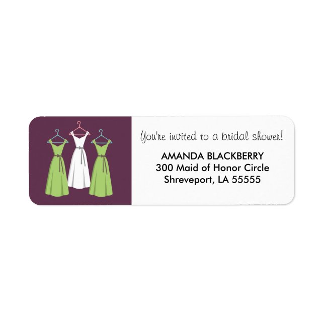 Personalised Three Dresses Bridal Shower Labels 2 (Front)
