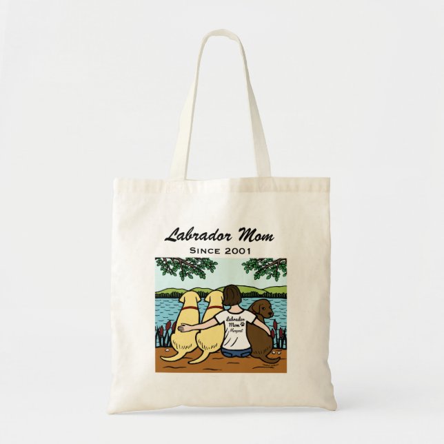 Personalised Three Labradors and Mum Tote Bag (Front)