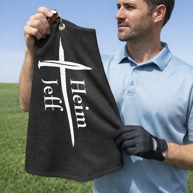 Personalised Three Nails White Cross Christian Golf Towel (Creator Uploaded)