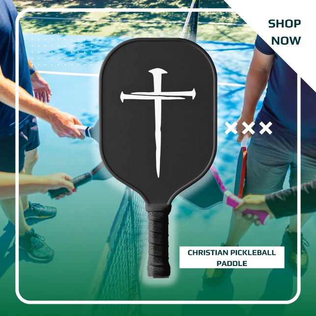 Personalised Three Nails White Cross Christian Pickleball Paddle (Three Nails White and Black Pickleball Paddle)
