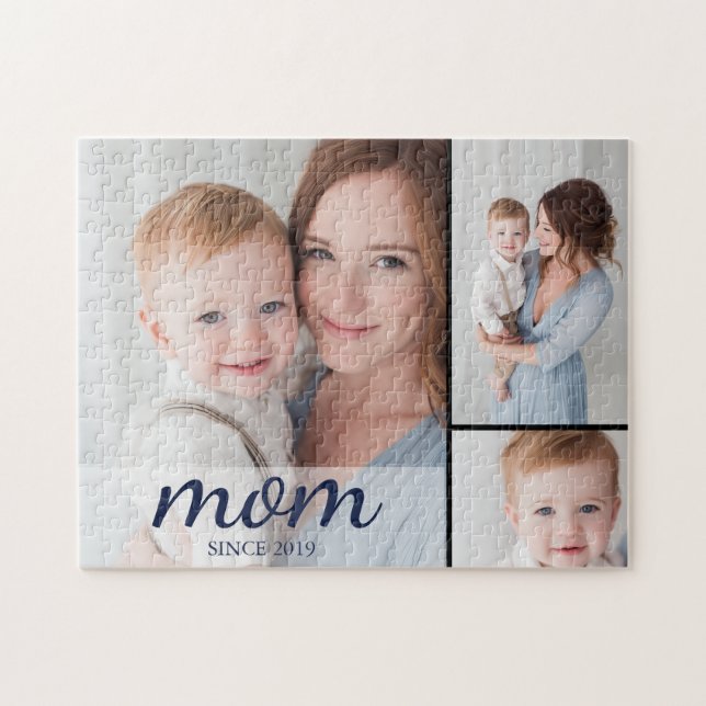 Personalised Three Photo Collage Mum Jigsaw Puzzle (Horizontal)