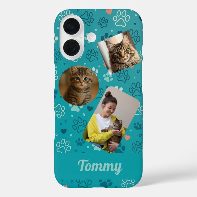 Personalised Three Photo Collage & Name Phone Case (Back)