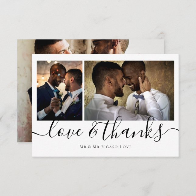 Personalised Three Photo Love and Thank You Invitation (Front/Back)