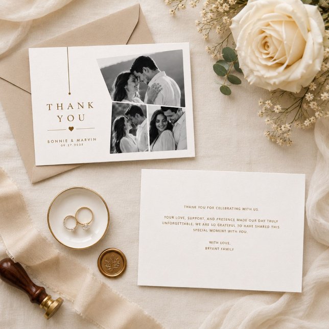 Personalised Three Photo Wedding Thank You  Card (Creator Uploaded)