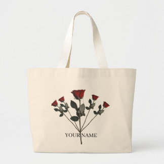 Personalised Three Red Roses Tote Bag | Custom