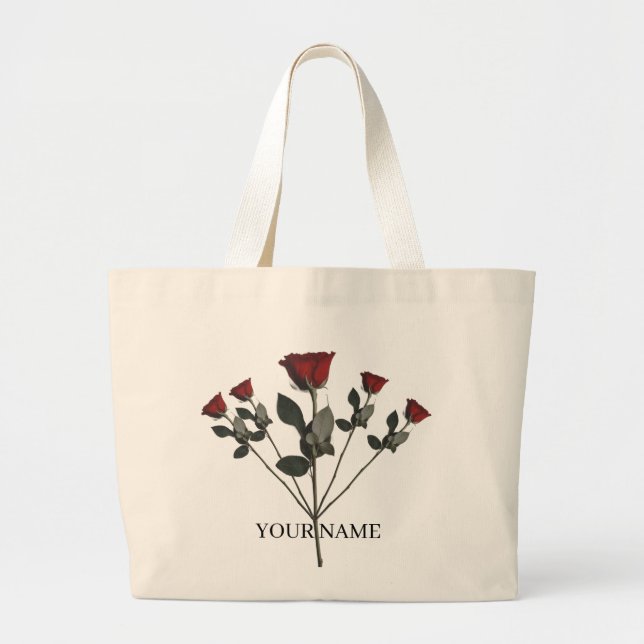 Personalised Three Red Roses Tote Bag | Custom  (Front)