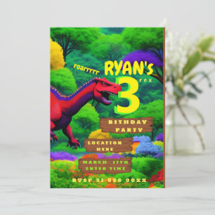 Personalised three rex birthday invitation