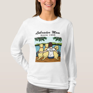 Personalised Three Yellow Labradors and Mum T-Shirt