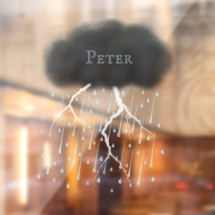 Personalised Thunderstorm Cloud Rain & Lightning  Window Cling