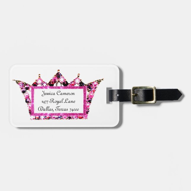 Personalised Tiara Luggage Tags (Princess) (Front Horizontal)