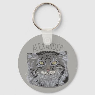 Personalised Tibetan Pallas Cat Grey Keychain