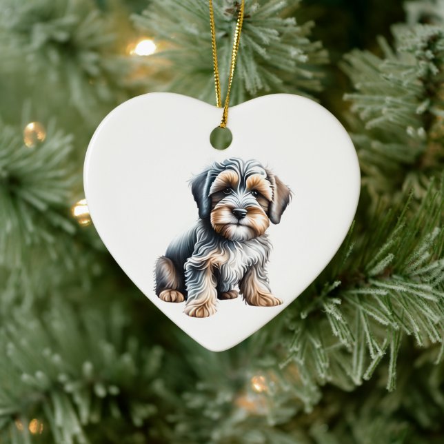 Personalised Tibetan Terrier Puppy Ceramic Tree Decoration (Tree)