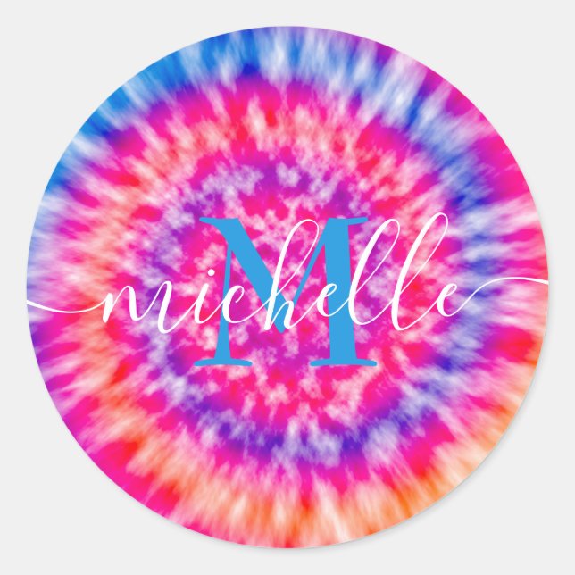 Personalised Tie Dye Classic Round Sticker (Front)