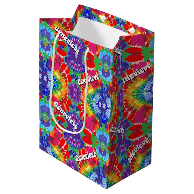 Personalised Tie-Dye Medium Gift Bag (Front Angled)