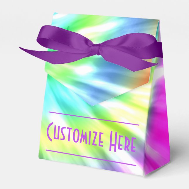 Personalised Tie Dye Tent Favour Box (Front Side)