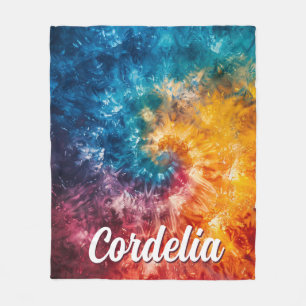 Personalised Tie Dye Throw Blanket with Name