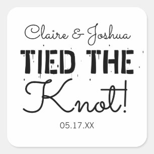 Personalised Tied the Knot Wedding Couple Square Sticker