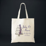 Personalised Tiered Wedding Cake w/ Flowers Tote Bag<br><div class="desc">Canvas tote bag features an original marker illustration of a tiered wedding cake. Personalise with your names and the date and location of your wedding. Makes a great favour!</div>