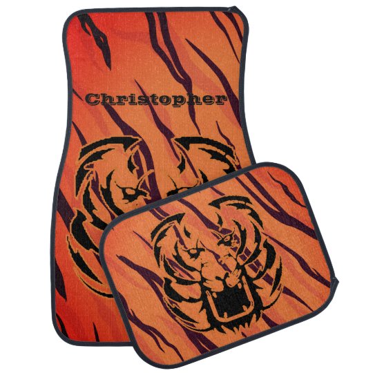 Personalised Tiger Stripe Head Growling Face Car Mat