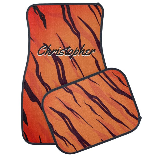 Personalised Tiger Stripes Orange and Black Car Mat