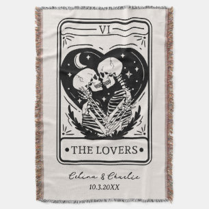 Personalised Til Death Skeleton Lovers Tarot Throw Blanket