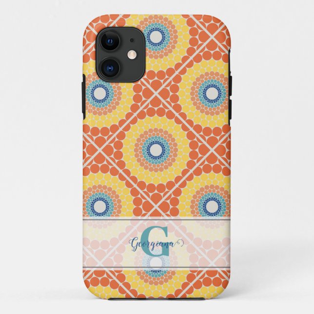 Personalised Tiled Aegean Summer Radiant Mandala Case-Mate iPhone Case (Back)