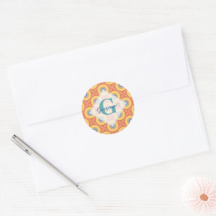 Personalised Tiled Aegean Summer Radiant Mandala Classic Round Sticker