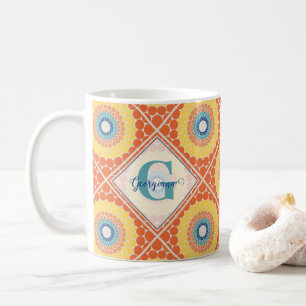 Personalised Tiled Aegean Summer Radiant Mandala Coffee Mug