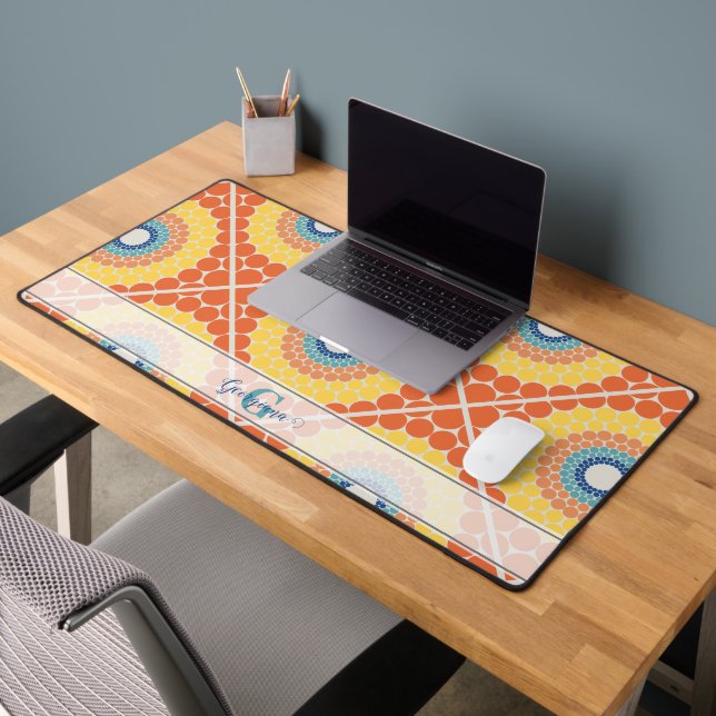 Personalised Tiled Aegean Summer Radiant Mandala Desk Mat (Office 2)