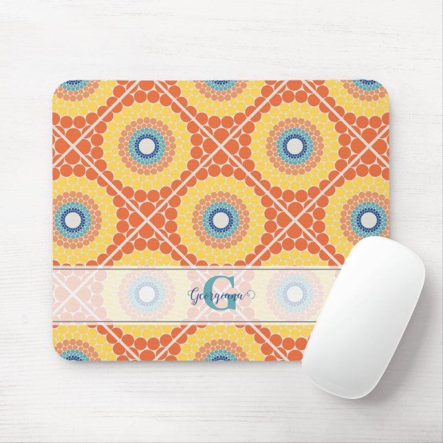 Personalised Tiled Aegean Summer Radiant Mandala Mouse Mat (With Mouse)
