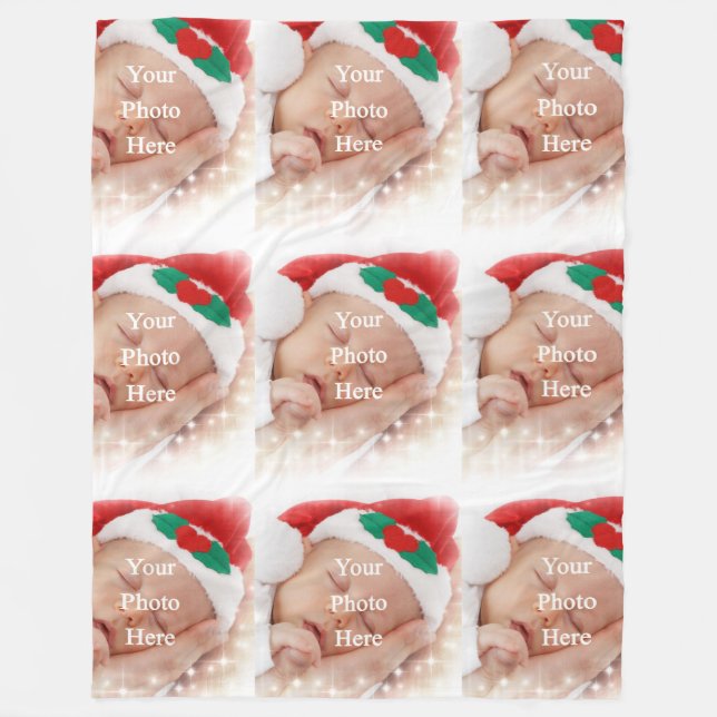 Personalised tiled photo template fleece blanket (Front)