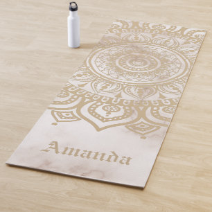 Personalised timeless pastel marble Mandala beige Yoga Mat